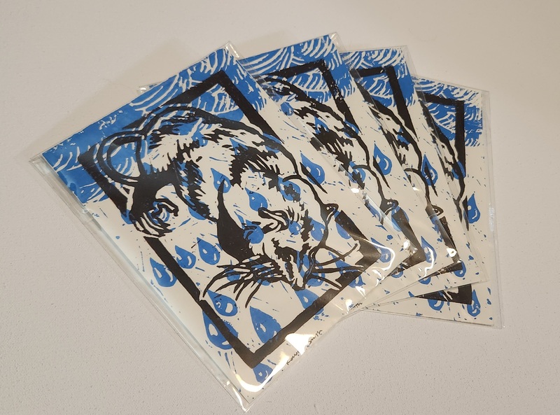 Opossum / Rain Lino Print